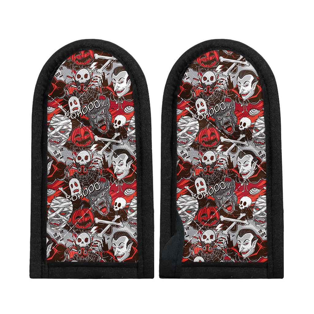 Halloween Monsters Pattern Print Skillet Handle Cover