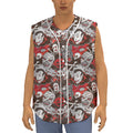 Halloween Monsters Pattern Print Sleeveless Baseball Jersey
