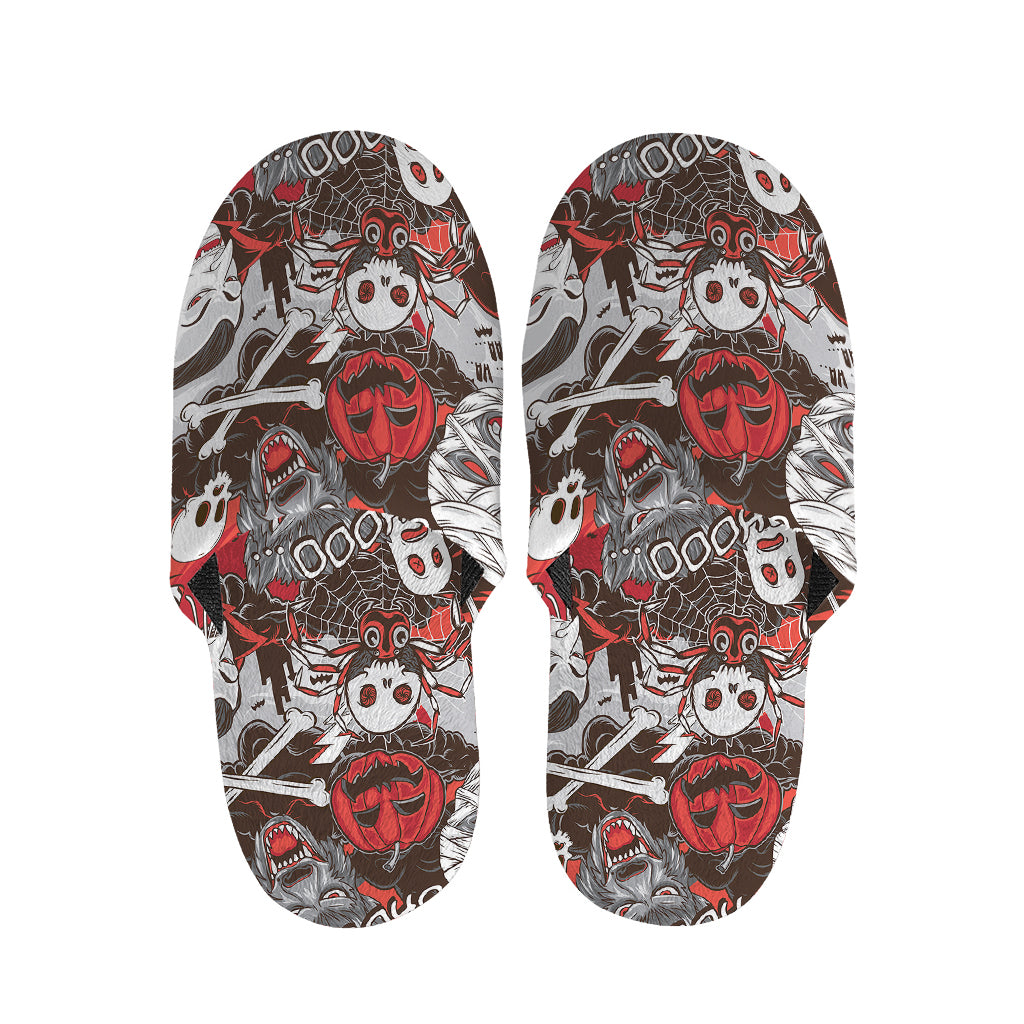 Halloween Monsters Pattern Print Slippers