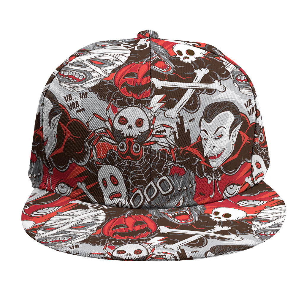 Halloween Monsters Pattern Print Snapback Cap