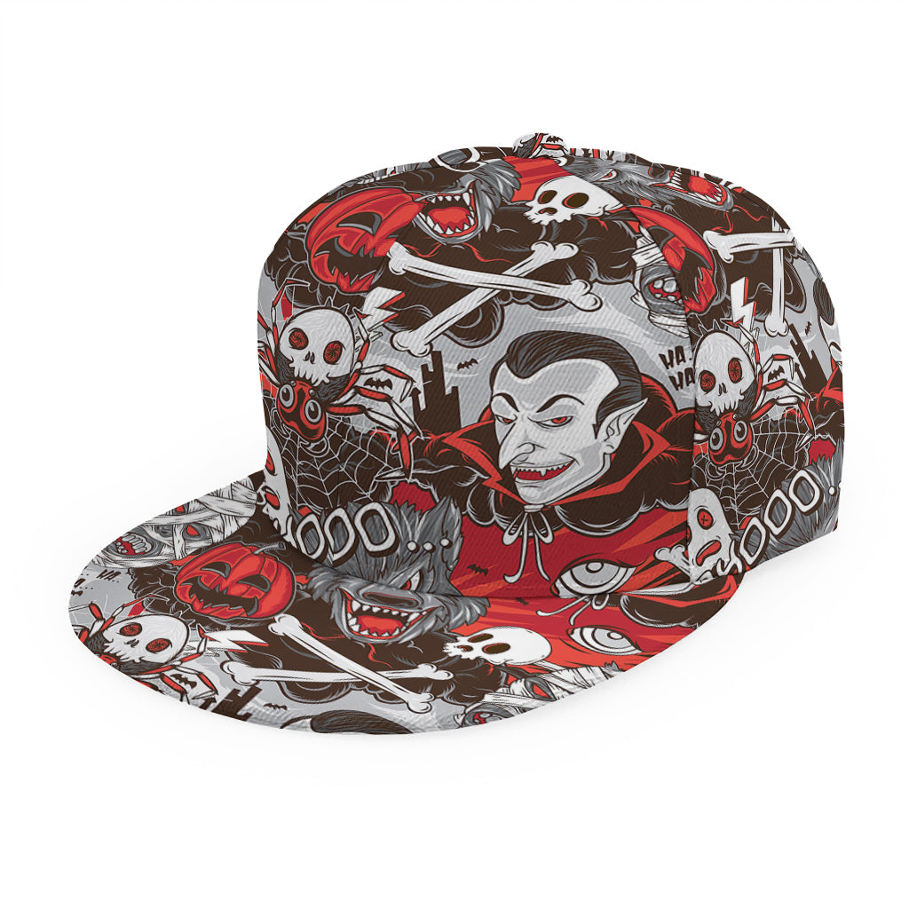 Halloween Monsters Pattern Print Snapback Cap
