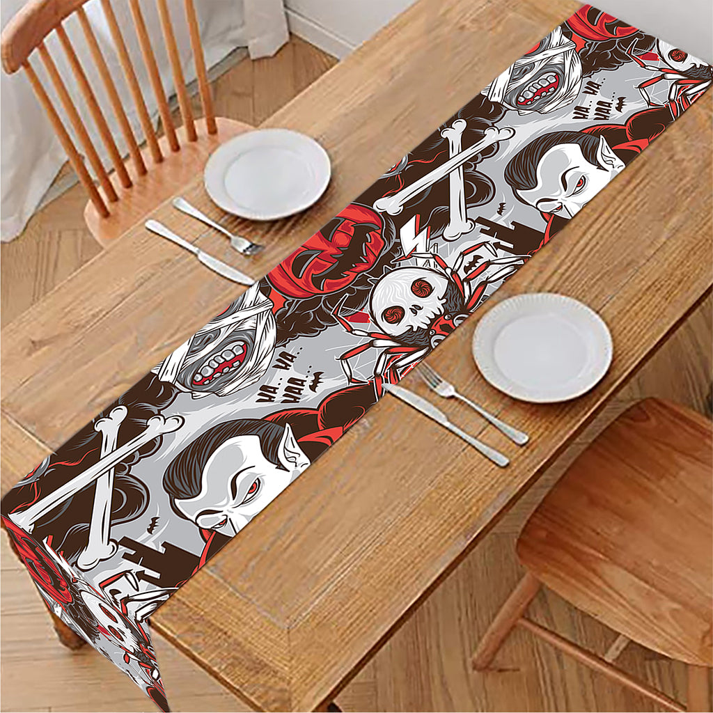 Halloween Monsters Pattern Print Table Runner