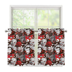 Halloween Monsters Pattern Print Tier Curtains