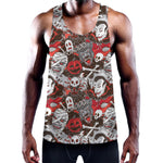 Halloween Monsters Pattern Print Training Tank Top