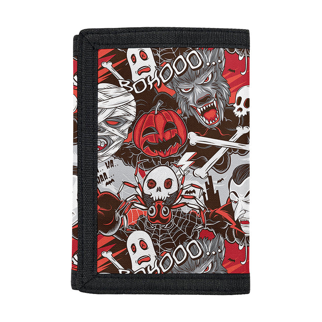 Halloween Monsters Pattern Print Trifold Wallet