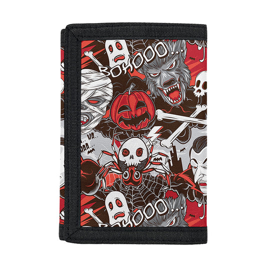 Halloween Monsters Pattern Print Trifold Wallet