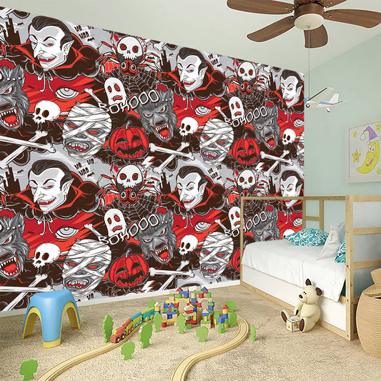 Halloween Monsters Pattern Print Wall Sticker