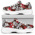 Halloween Monsters Pattern Print White Chunky Shoes