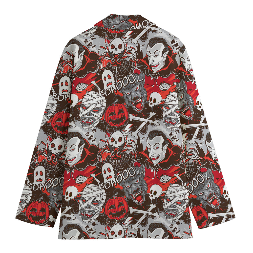 Halloween Monsters Pattern Print Women's Blazer