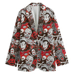 Halloween Monsters Pattern Print Women's Cotton Blazer