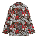 Halloween Monsters Pattern Print Women's Cotton Blazer