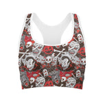 Halloween Monsters Pattern Print Women's Sports Bra