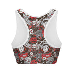 Halloween Monsters Pattern Print Women's Sports Bra