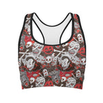 Halloween Monsters Pattern Print Women's Sports Bra