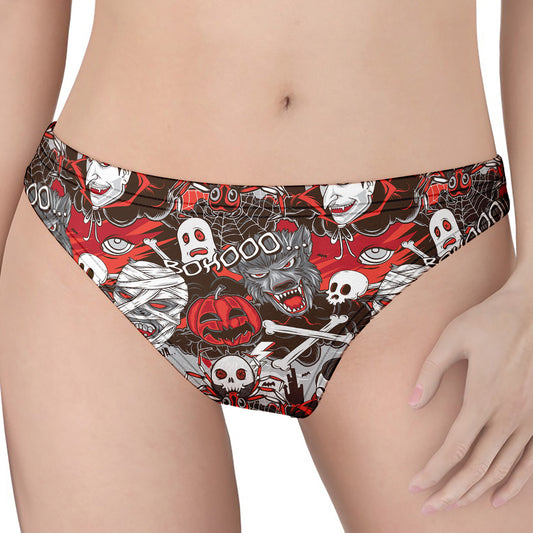Halloween Monsters Pattern Print Women's Thong