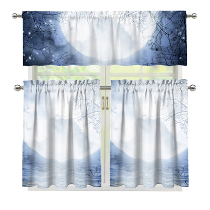 Halloween Moonlight Print 3 Piece Kitchen Curtains