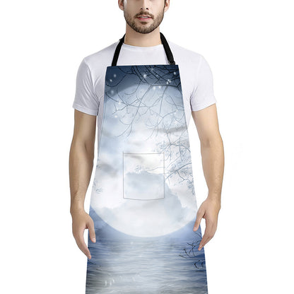 Halloween Moonlight Print Bib Apron With Pocket