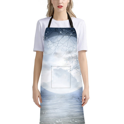Halloween Moonlight Print Bib Apron With Pocket