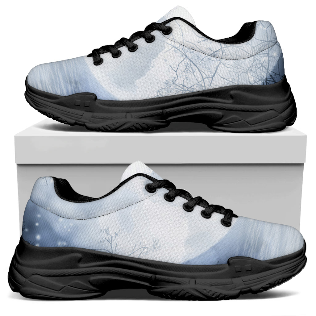 Halloween Moonlight Print Black Chunky Shoes