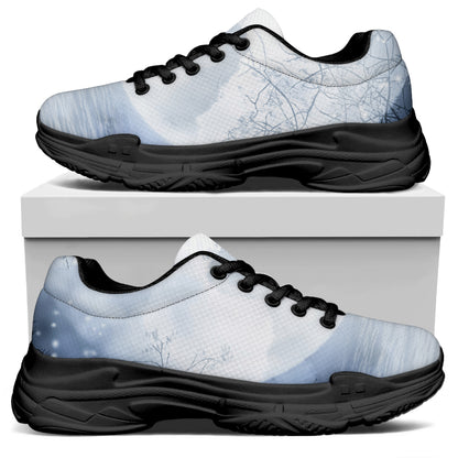 Halloween Moonlight Print Black Chunky Shoes