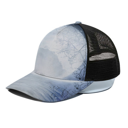 Halloween Moonlight Print Black Mesh Trucker Cap