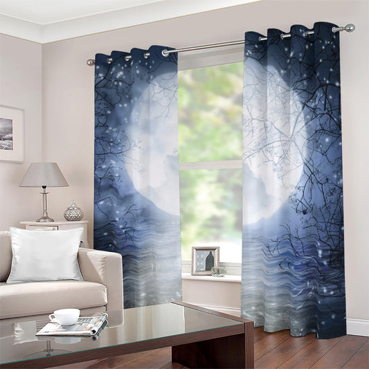 Halloween Moonlight Print Blackout Grommet Curtains