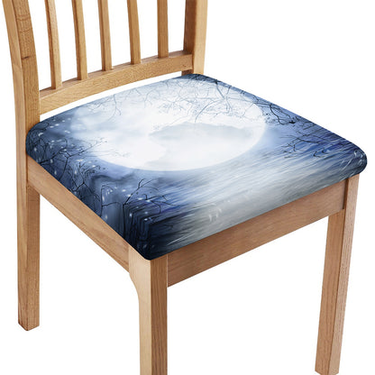 Halloween Moonlight Print Chair Cushion Cover