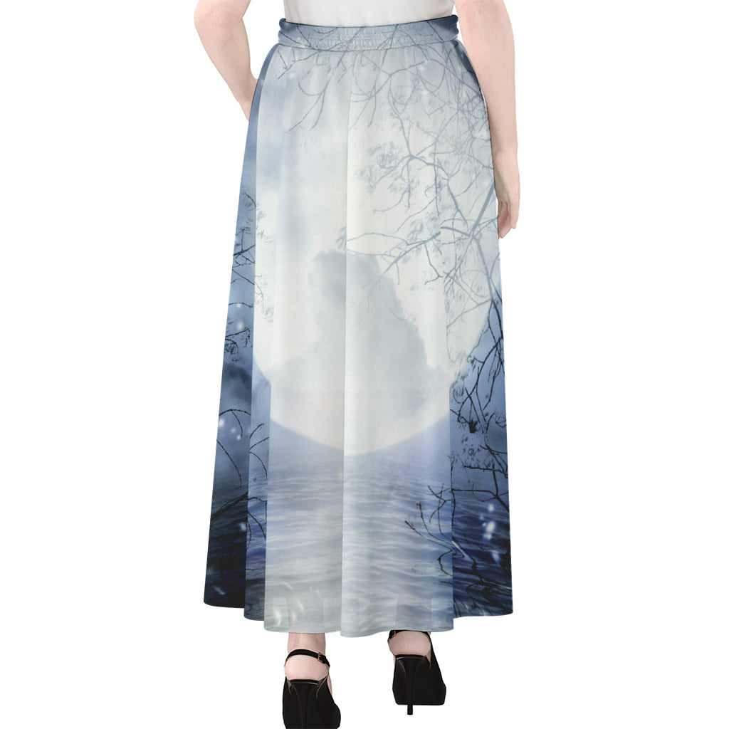 Halloween Moonlight Print Chiffon Maxi Skirt