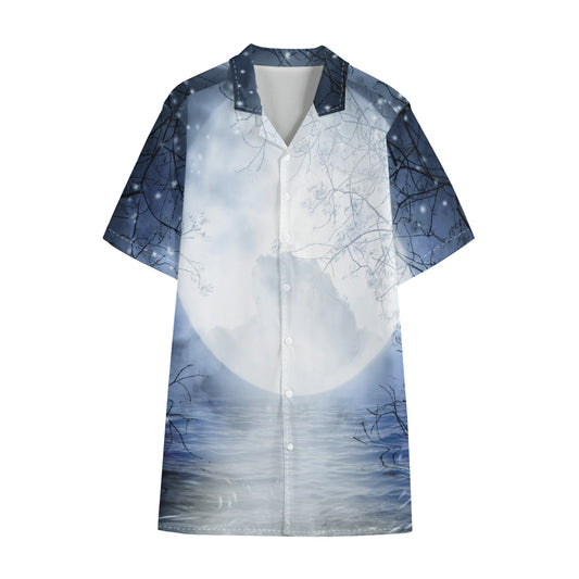 Halloween Moonlight Print Cotton Hawaiian Shirt