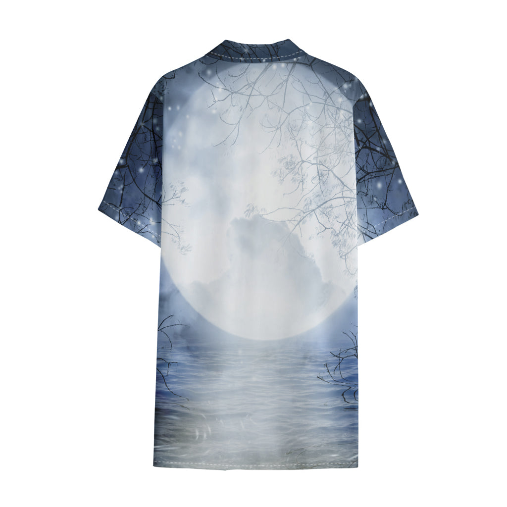 Halloween Moonlight Print Cotton Hawaiian Shirt