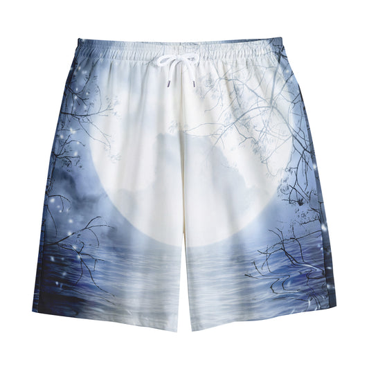 Halloween Moonlight Print Cotton Shorts