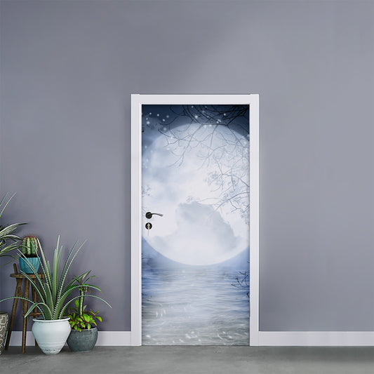 Halloween Moonlight Print Door Sticker