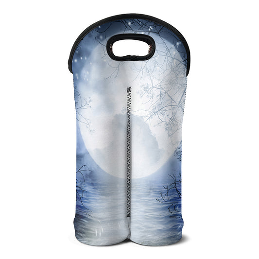 Halloween Moonlight Print Double Neoprene Wine Tote