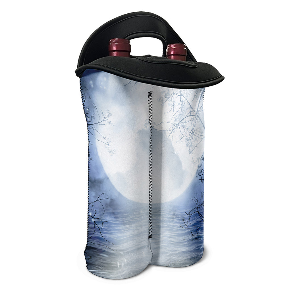 Halloween Moonlight Print Double Neoprene Wine Tote