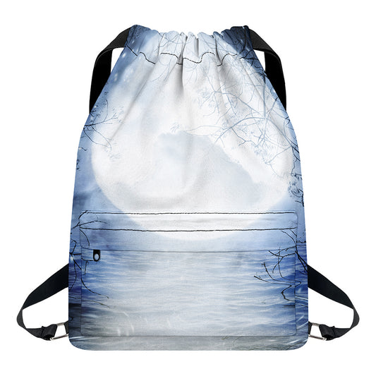Halloween Moonlight Print Drawstring Backpack