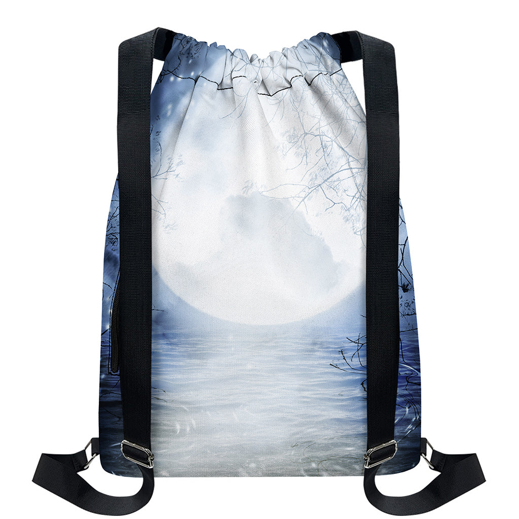 Halloween Moonlight Print Drawstring Backpack