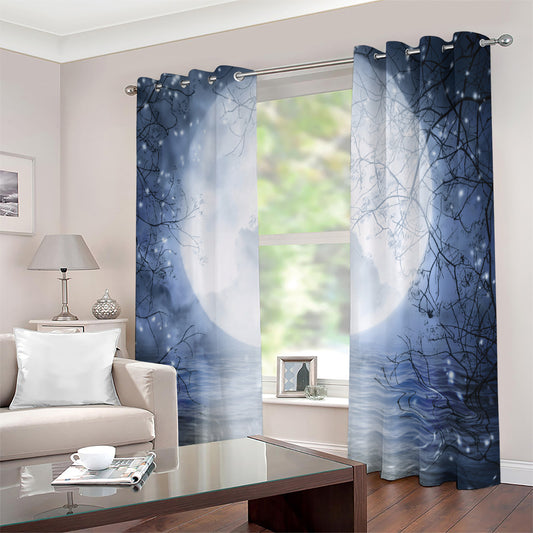 Halloween Moonlight Print Extra Wide Grommet Curtains