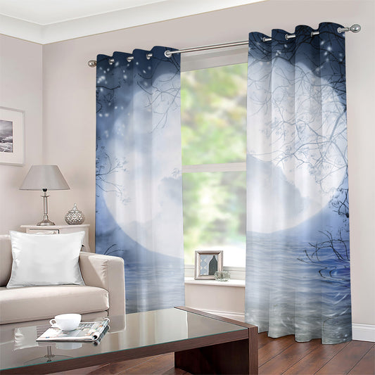 Halloween Moonlight Print Grommet Curtains