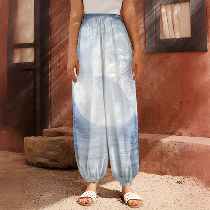 Halloween Moonlight Print Harem Pants