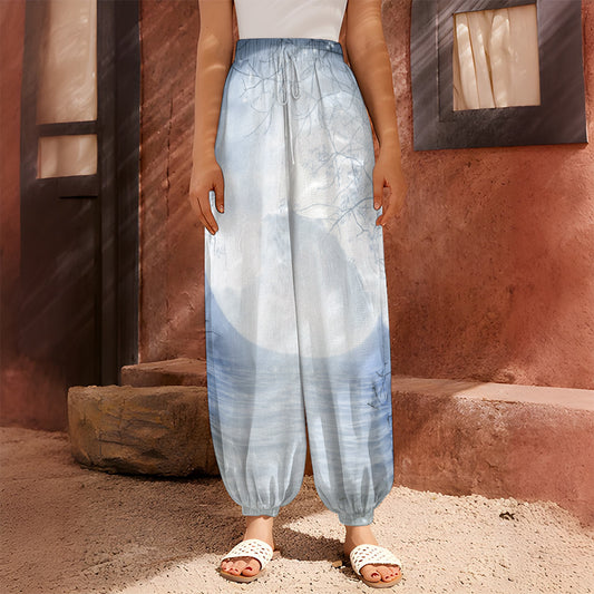 Halloween Moonlight Print Harem Pants