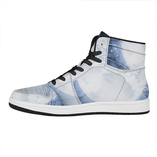 Halloween Moonlight Print High Top Leather Sneakers