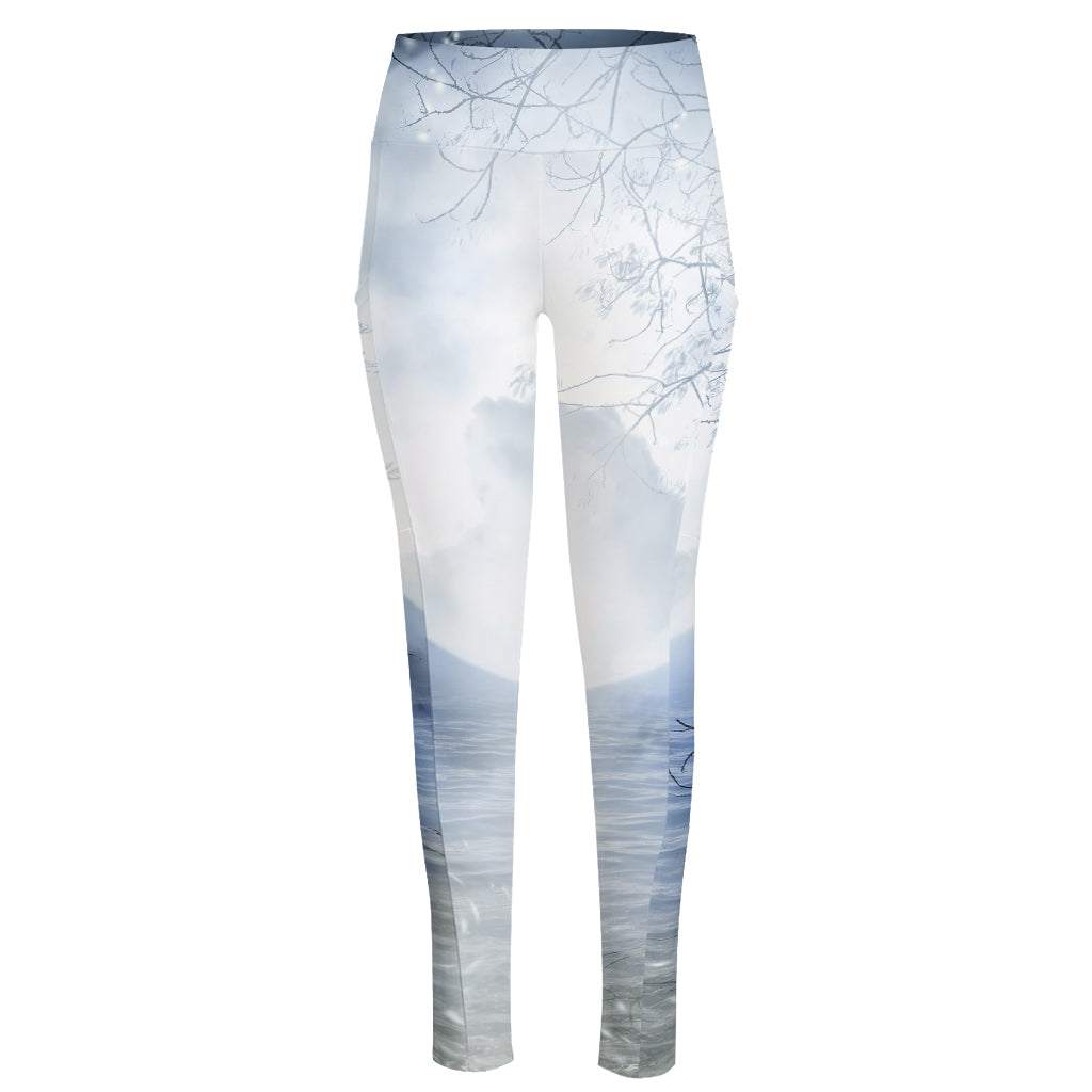 Halloween Moonlight Print High-Waisted Pocket Leggings