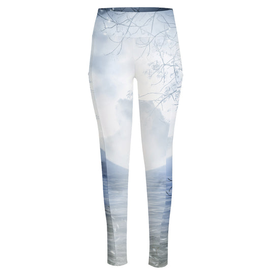 Halloween Moonlight Print High-Waisted Pocket Leggings
