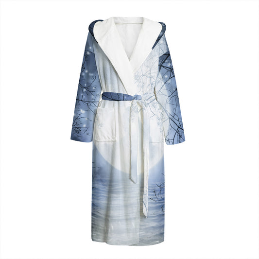 Halloween Moonlight Print Hooded Bathrobe