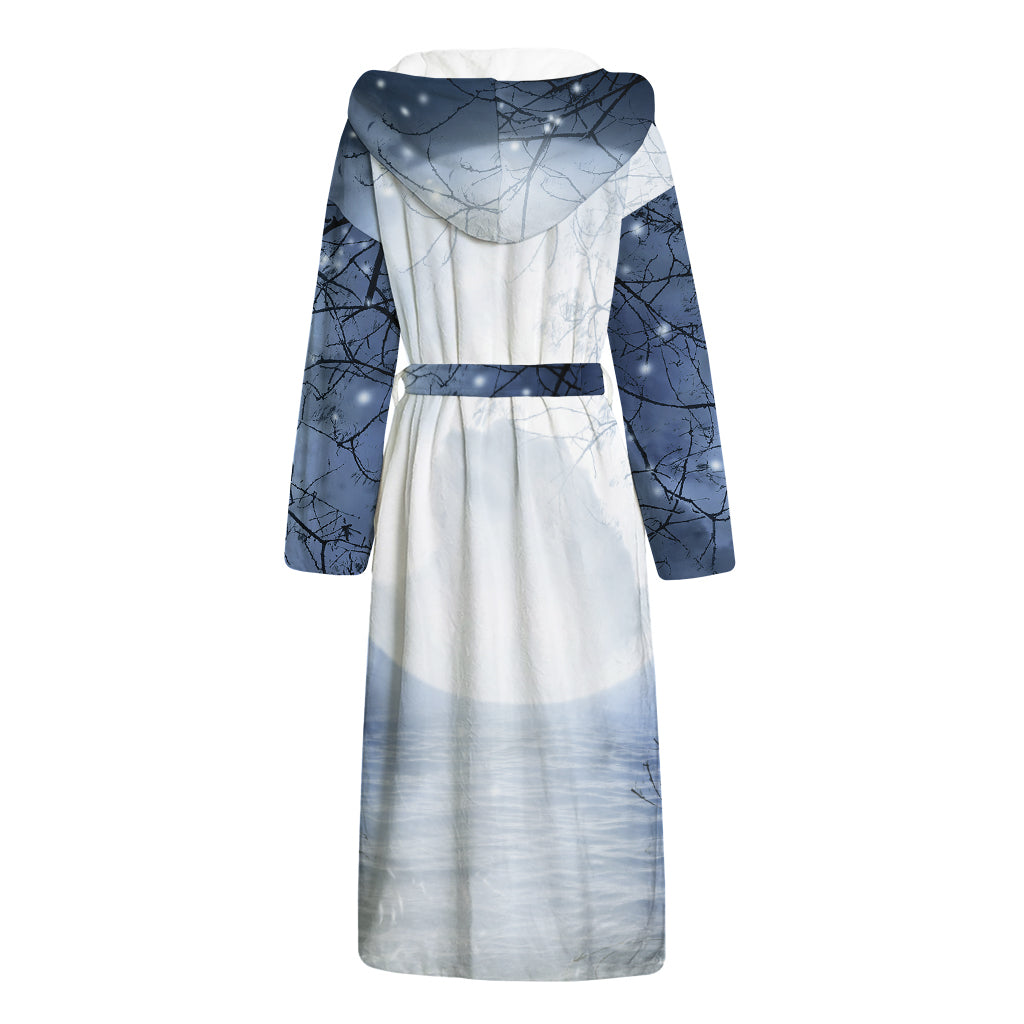 Halloween Moonlight Print Hooded Bathrobe