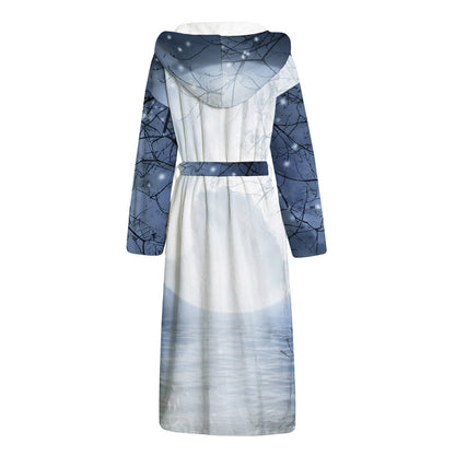 Halloween Moonlight Print Hooded Bathrobe