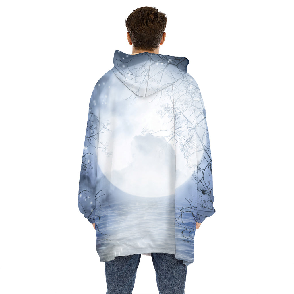 Halloween Moonlight Print Hoodie Blanket