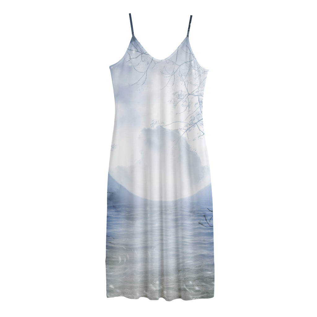 Halloween Moonlight Print Jersey Midi Cami Dress