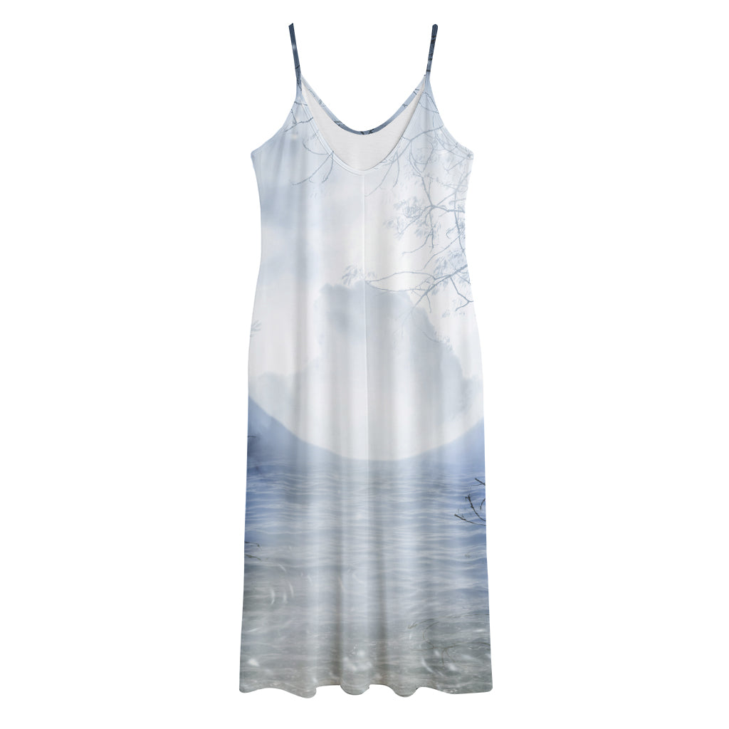 Halloween Moonlight Print Jersey Midi Cami Dress