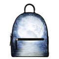 Halloween Moonlight Print Leather Backpack